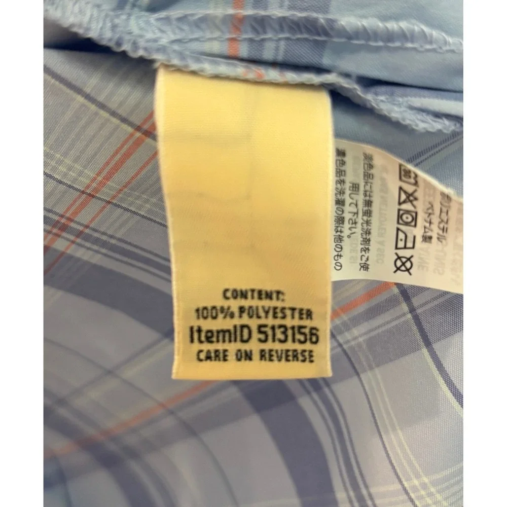 L.L. Bean Men's Plaid Button Down‎ Shirt Long Sleeve Roll Tab Blue Orange M
